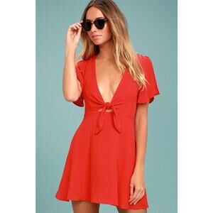 Lulus Sea Day Red Skater Mini Dress Size Small